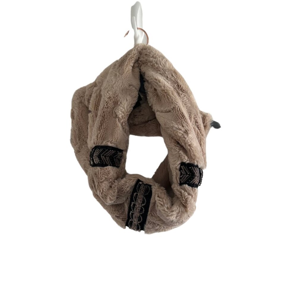 INC International Concepts faux fur beaded cowl Infinity Scarf OS